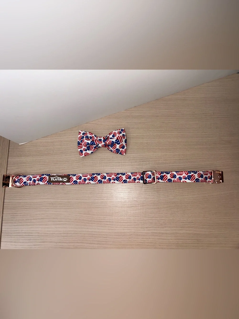 Red, White & Blue Dog Collar with Matching Bow Tie
